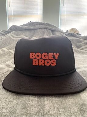 Bogey Bros Black Snapback Hat with Orange Logo